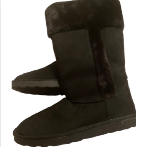 NWOB Arizona Jean Co Memory Foam Black Boots with Faux Fur Size 10 - Picture 2 of 5